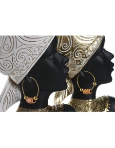 Figurine Décorative Home ESPRIT Blanc Noir Doré Africaine 22 x 11 x 37 cm (2 Unités) 2