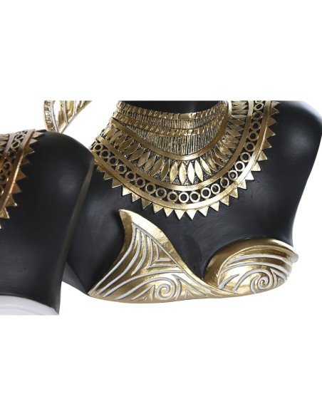 Figurine Décorative Home ESPRIT Blanc Noir Doré Africaine 22 x 11 x 37 cm (2 Unités)