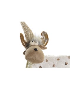 Décorations de Noël DKD Home Decor Blanc Rose Renne 12 x 20 x 40 cm (2 Unités) 2