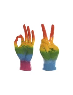 Figurine Décorative Home ESPRIT Multicouleur Main 16 x 10 x 36 cm (2 Unités)