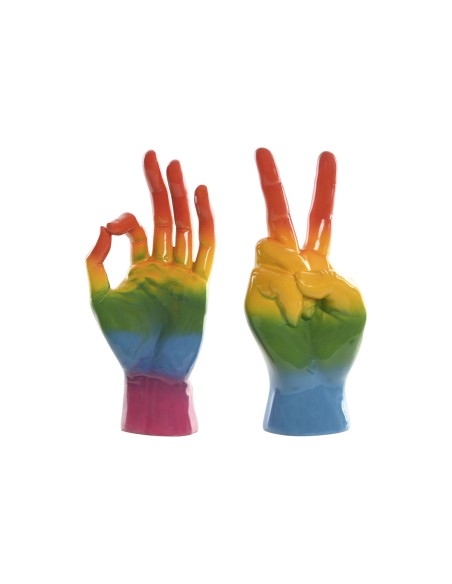 Figurine Décorative Home ESPRIT Multicouleur Main 16 x 10 x 36 cm (2 Unités)
