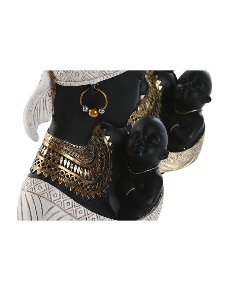 Figurine Décorative Home ESPRIT Blanc Noir Doré Africaine 15 x 9 x 25 cm (2 Unités)