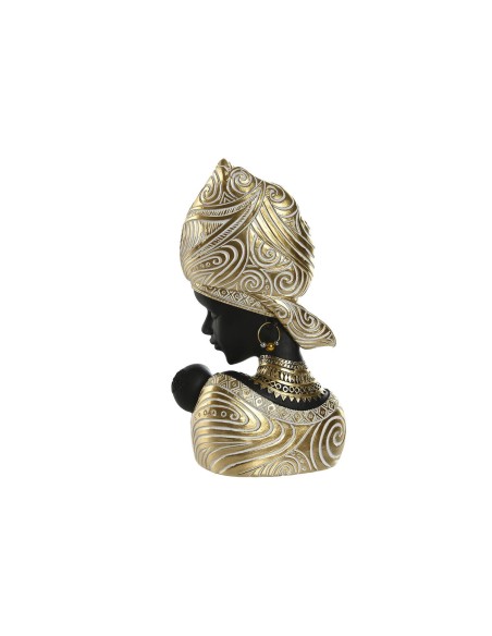 Figurine Décorative Home ESPRIT Blanc Noir Doré Africaine 15 x 9 x 25 cm (2 Unités)
