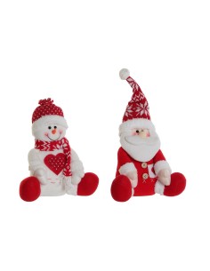 Décorations de Noël DKD Home Decor Blanc Rouge 24 x 14 x 30,5 cm (2 Unités)
