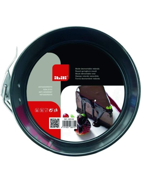 Moule amovible Ibili 820128 Acier Ø 28 x 6,5 cm Noir Rond
