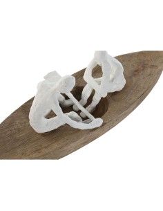 Figurine Décorative Home ESPRIT Blanc Naturel Bateau méditerranéen 42 x 14 x 16 cm 2