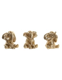 Figurine Décorative Home ESPRIT Doré Eléphant 13 x 12 x 14 cm (3 Unités)
