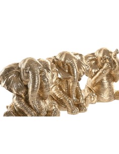 Figurine Décorative Home ESPRIT Doré Eléphant 13 x 12 x 14 cm (3 Unités) 2
