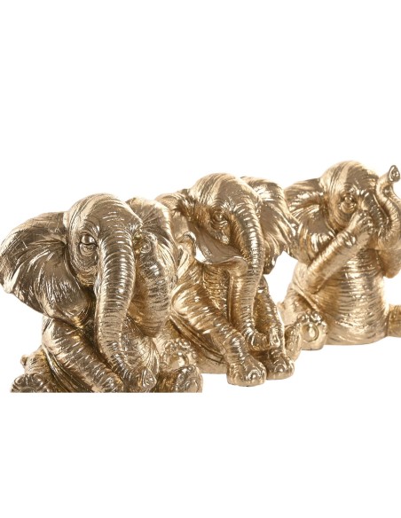 Figurine Décorative Home ESPRIT Doré Eléphant 13 x 12 x 14 cm (3 Unités)
