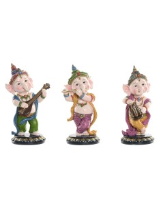 Figurine Décorative Home ESPRIT Multicouleur Musicien Indien 9 x 9 x 20 cm (3 Unités)