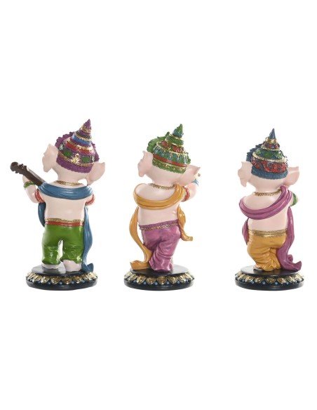 Figurine Décorative Home ESPRIT Multicouleur Musicien Indien 9 x 9 x 20 cm (3 Unités)