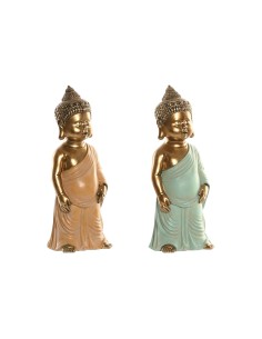 Figurine Décorative Home ESPRIT Vert Rose Buda Oriental 10 x 8 x 24 cm (2 Unités)