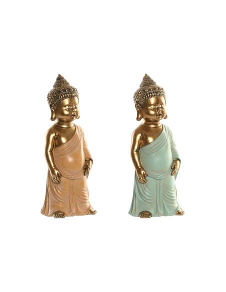 Figurine Décorative Home ESPRIT Vert Rose Buda Oriental 10 x 8 x 24 cm (2 Unités)