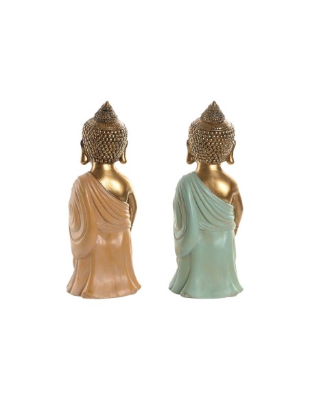 Figurine Décorative Home ESPRIT Vert Rose Buda Oriental 10 x 8 x 24 cm (2 Unités)