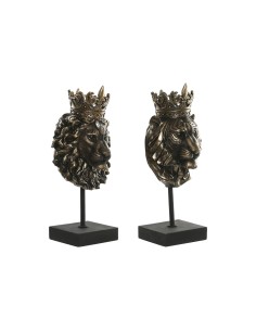Figurine Décorative Home ESPRIT Brun foncé Lion Couronne 21 x 18 x 44 cm (2 Unités)