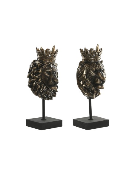 Figurine Décorative Home ESPRIT Brun foncé Lion Couronne 21 x 18 x 44 cm (2 Unités)