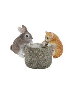 Figurine Décorative Home ESPRIT Blanc Marron Gris Orange animaux 9 x 9 x 15,5 cm (3 Unités) 2