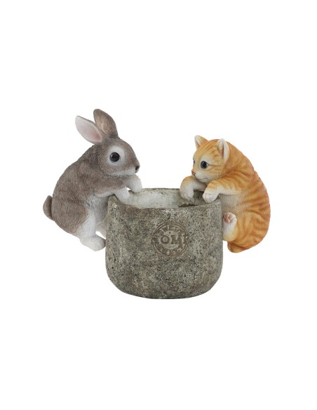 Figurine Décorative Home ESPRIT Blanc Marron Gris Orange animaux 9 x 9 x 15,5 cm (3 Unités)
