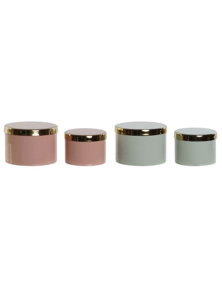 Boîte à bijoux DKD Home Decor Vert Corail Fer 13 x 13 x 9 cm (2 Pièces) (2 Unités)