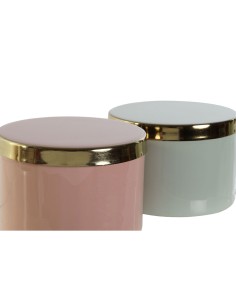 Boîte à bijoux DKD Home Decor Vert Corail Fer 13 x 13 x 9 cm (2 Pièces) (2 Unités) 2