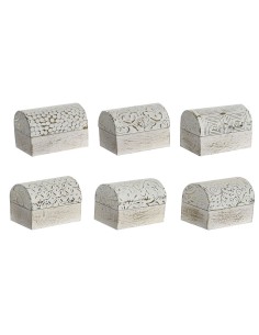 Boîte à bijoux DKD Home Decor Blanc Doré Aluminium Bois de manguier 7,5 x 5,3 x 5,3 cm (6 Unités)