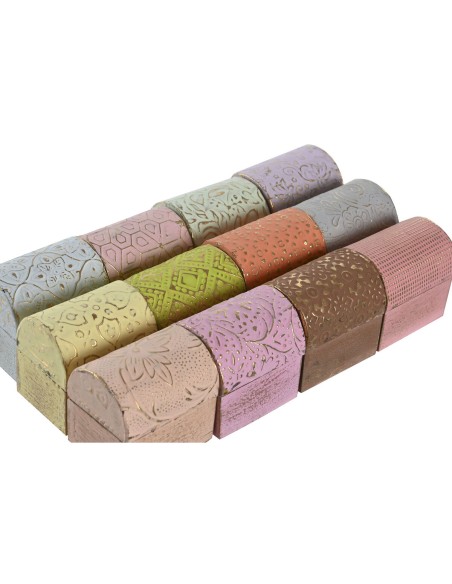 Boîte à bijoux DKD Home Decor Multicouleur Métal Bois de manguier 4 x 5 x 5 cm (12 Unités)