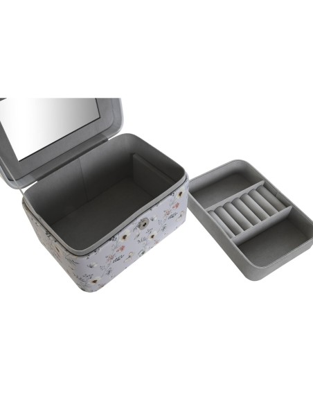 Boîte à bijoux DKD Home Decor Bleu Gris Camel Rose clair Polyuréthane Miroir 17 x 12 x 10 cm (2 Unités)
