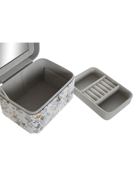 Boîte à bijoux DKD Home Decor Blanc Gris Lila Rose clair Polyuréthane Miroir 17 x 12 x 10 cm (2 Unités)