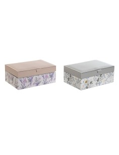 Boîte à bijoux DKD Home Decor Blanc Gris Lila Polyuréthane 18 x 12,5 x 7,5 cm (2 Unités)