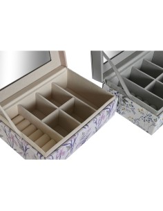 Boîte à bijoux DKD Home Decor Blanc Gris Lila Polyuréthane 18 x 12,5 x 7,5 cm (2 Unités) 2