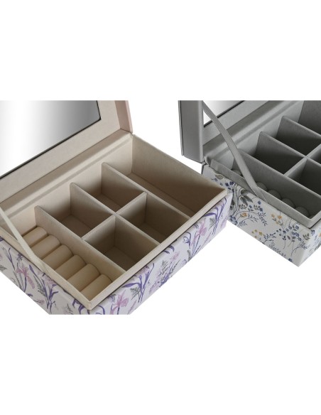 Boîte à bijoux DKD Home Decor Blanc Gris Lila Polyuréthane 18 x 12,5 x 7,5 cm (2 Unités)