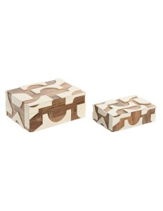 Boîte à bijoux Home ESPRIT Noir Naturel Résine Acacia 18 x 13 x 7,5 cm (2 Pièces)