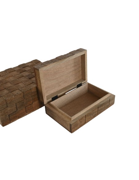 Boîte à bijoux Home ESPRIT Naturel Bois de manguier (2 Pièces)