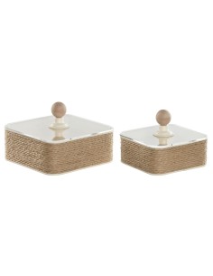 Boîte à bijoux Home ESPRIT Marron Clair Métal 16 x 16 x 11 cm (2 Pièces)