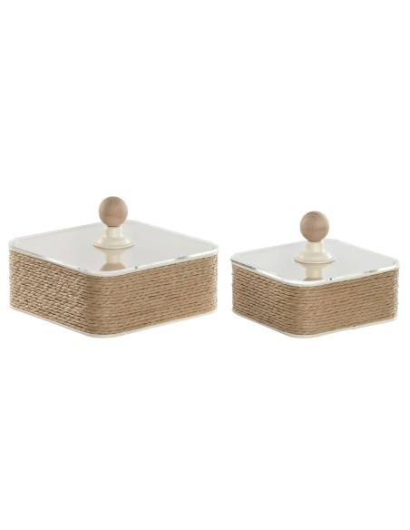 Boîte à bijoux Home ESPRIT Marron Clair Métal 16 x 16 x 11 cm (2 Pièces)