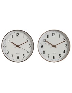Horloge Murale Home ESPRIT Blanc Marron Naturel PVC 30 x 4 x 30 cm (2 Unités)