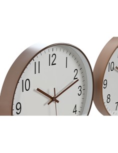 Horloge Murale Home ESPRIT Blanc Marron Naturel PVC 30 x 4 x 30 cm (2 Unités) 2