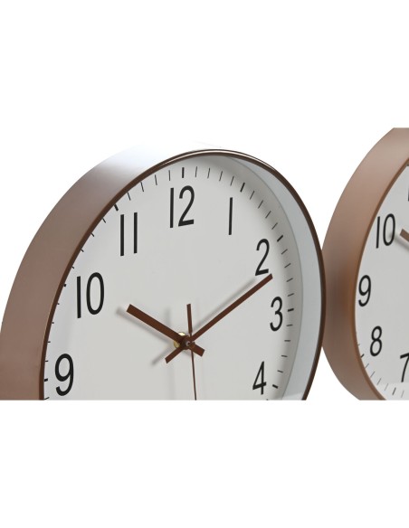 Horloge Murale Home ESPRIT Blanc Marron Naturel PVC 30 x 4 x 30 cm (2 Unités)
