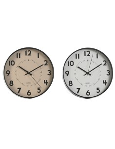 Horloge Murale Home ESPRIT Blanc Beige PVC 30 x 4 x 30 cm (2 Unités)