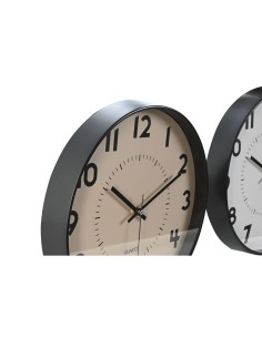 Horloge Murale Home ESPRIT Blanc Beige PVC 30 x 4 x 30 cm (2 Unités) 2
