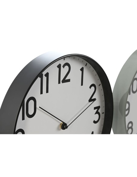 Horloge Murale Home ESPRIT Noir Gris PVC 30 x 4 x 30 cm (2 Unités)