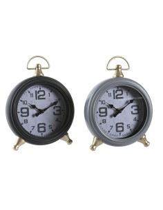 Horloge de table DKD Home Decor Noir Gris Doré Traditionnel (2 Unités)
