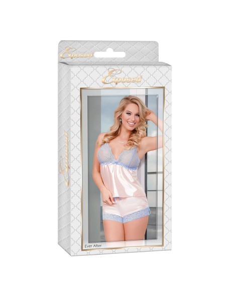 Ensemble de Lingerie Exposed Bleu Crème (S/M)