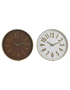 Horloge Murale Home ESPRIT Blanc Marron Doré PVC 45 x 4 x 45 cm (2 Unités)