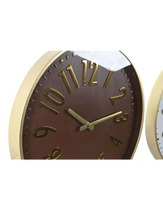 Horloge Murale Home ESPRIT Blanc Marron Doré PVC 45 x 4 x 45 cm (2 Unités) 2