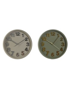 Horloge Murale Home ESPRIT Vert Gris PVC Urbaine 30 x 4 x 30 cm (2 Unités)