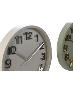 Horloge Murale Home ESPRIT Vert Gris PVC Urbaine 30 x 4 x 30 cm (2 Unités) 2