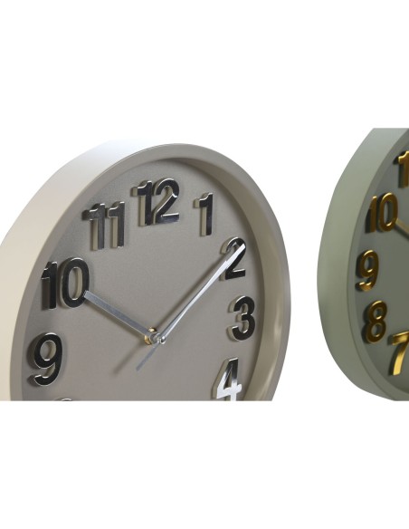 Horloge Murale Home ESPRIT Vert Gris PVC Urbaine 30 x 4 x 30 cm (2 Unités)