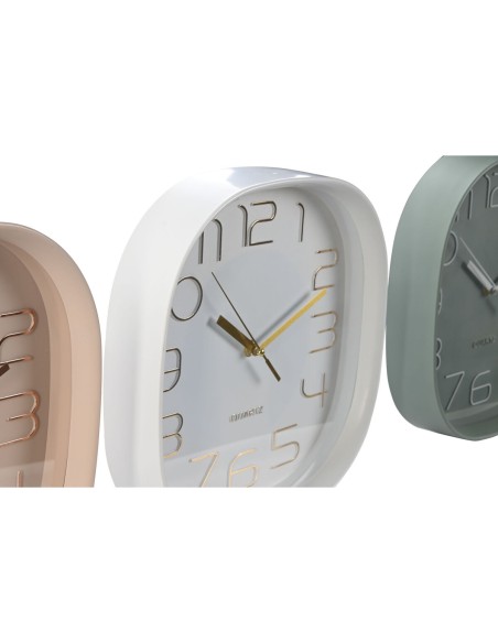 Horloge Murale Home ESPRIT Blanc Vert PVC 28,5 x 5 x 28,5 cm (3 Unités)