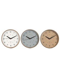 Horloge Murale Home ESPRIT Blanc Beige Gris PVC 30 x 4 x 30 cm (3 Unités)
